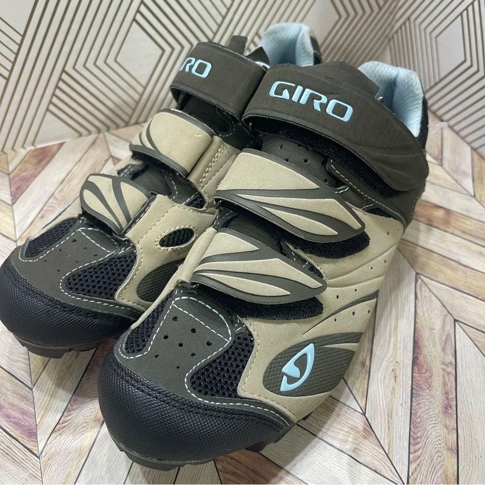 Giro Reva Womens Size 5 Khaki Brown Tan Blue Mountain Cycling Shoes‎ SB2
